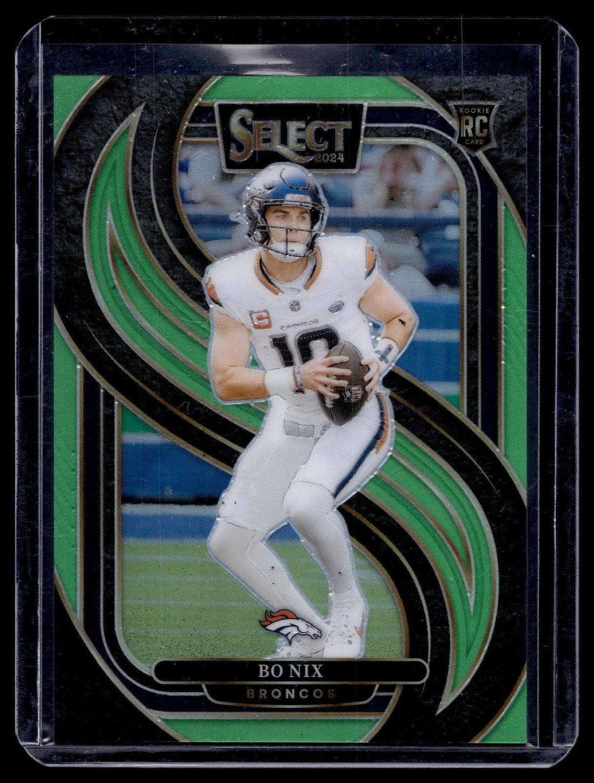 2024 Panini Select Bo Nix #117 Premier Level Neon Green JERSEY # 10/49