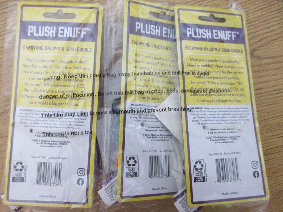 Multipet Duckworth Chirriante Peluche Interactivo Juego Perro Juguete Mini 5" Patos 3pk Nuevo Foto 3 de 4