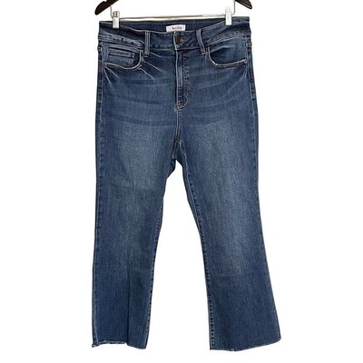 Arula High Rise Flare Jeans Medium Wash Raw Hem Blue P12197-PL Womens 14