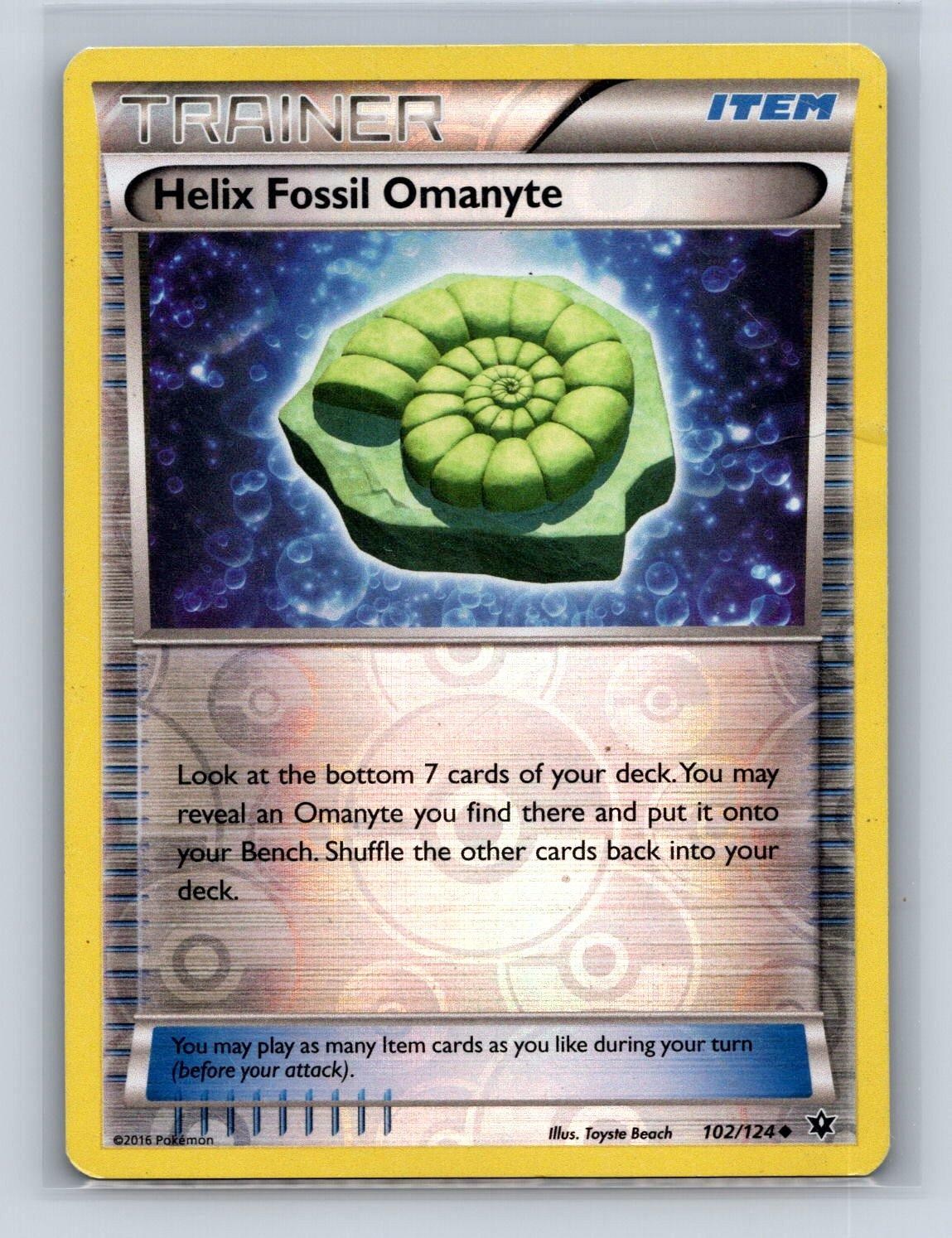HELIX FOSSIL OMANYTE 102/124 UC FATES COLLIDE POKEMON REVERSE HOLO HP