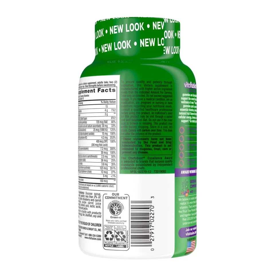 Vitafusion Gomas Multivitamínicas Adultas para Saúde Masculina, Sup Diário Sabor Baga - Imagem 2 de 4