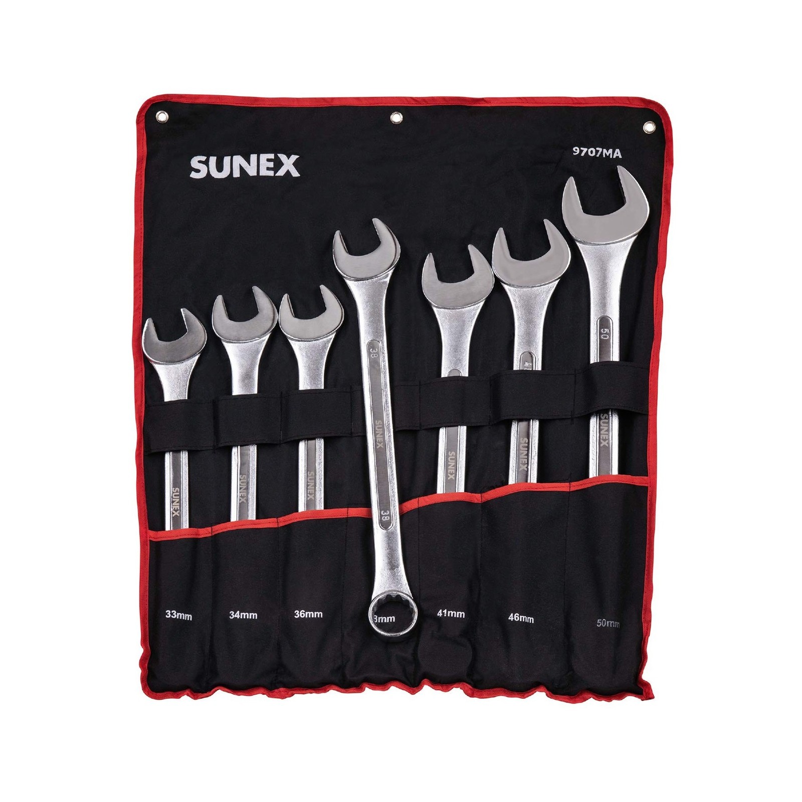 Sunex Tools 9707M Jumbo Metric Combination Wrench Set, 7Piece (Includes Roll-...