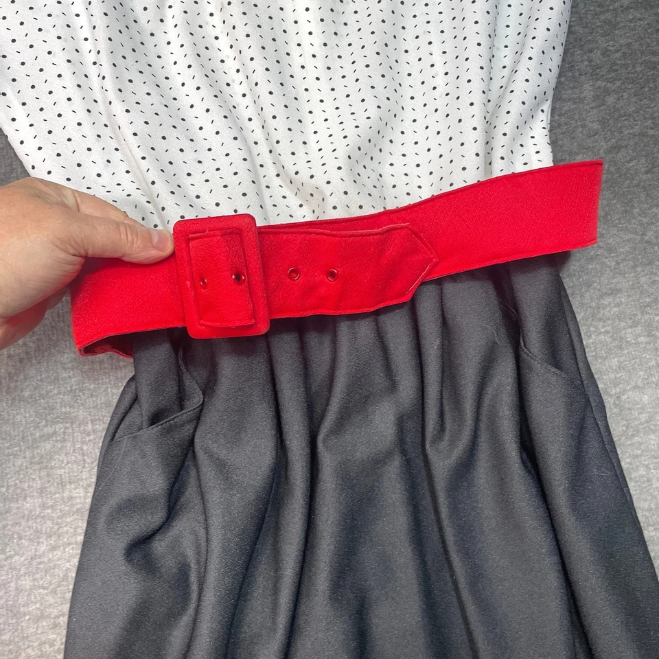 Vestido Jenny Vintage Mujer Mediano Lunares Manga Gorra Negro Rojo Clásico Años 70 60 Foto 2 de 4