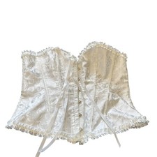 Unbranded Corset Top Women XL White Excellent Jacquard Brocade Lace Up Ruffle