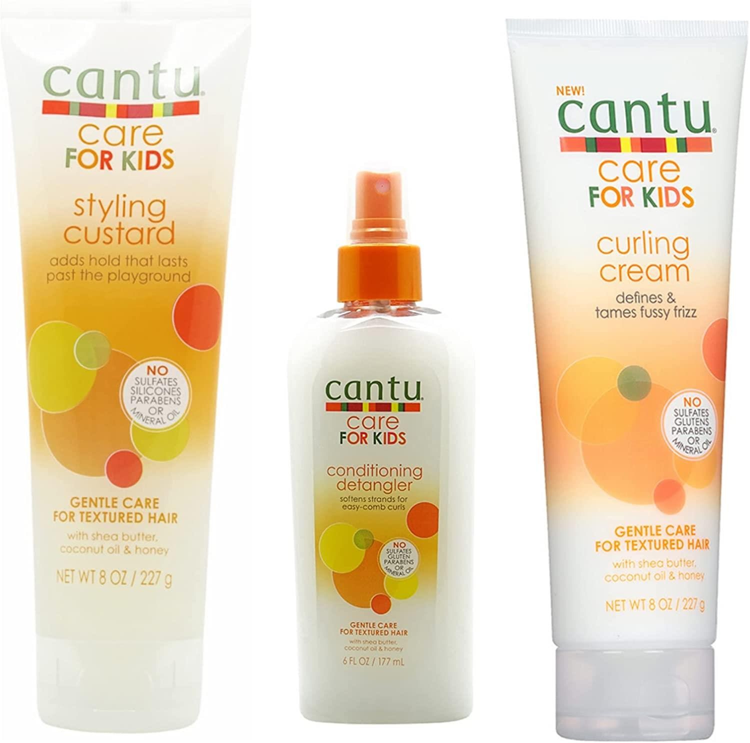 Cantu Care For Kids Gentle Care Curling Cream, Detangler, Custard (Set Of 3)