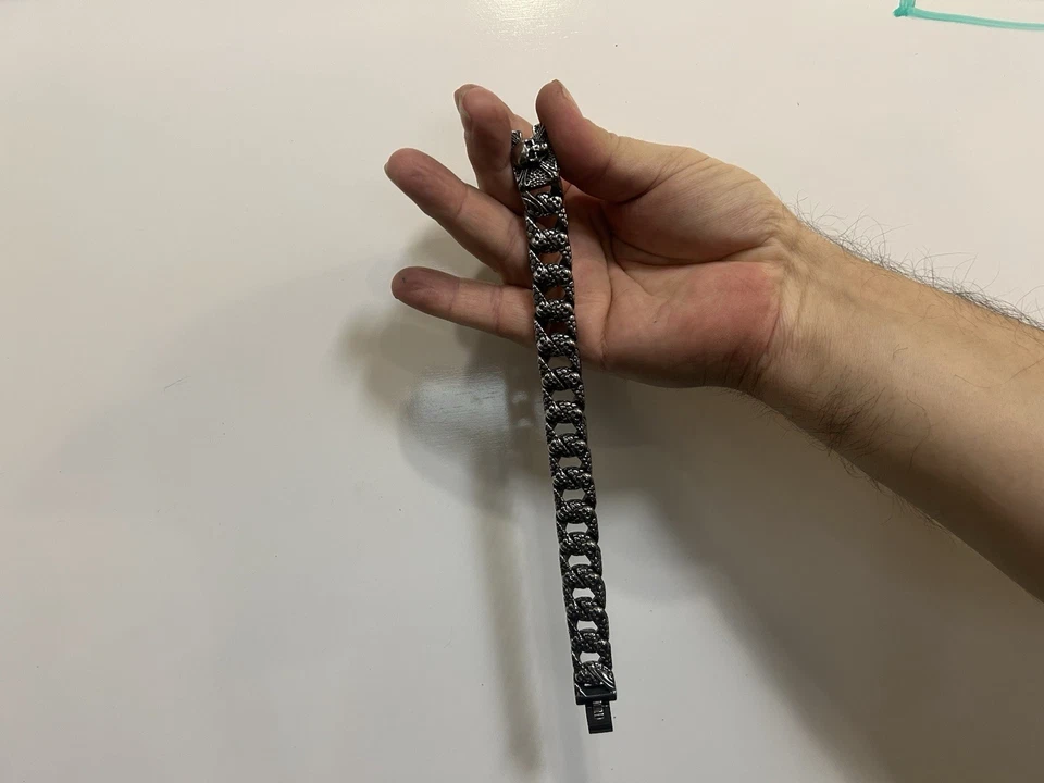 Готический 8,5 дюйма мужской цепи из нержавеющей стали панк мотоциклиста череп браслет - Изображение 4 из 4