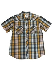 Levi's Short Sleeve Plaid Western Style Snap Front Shirt Men's Sz L