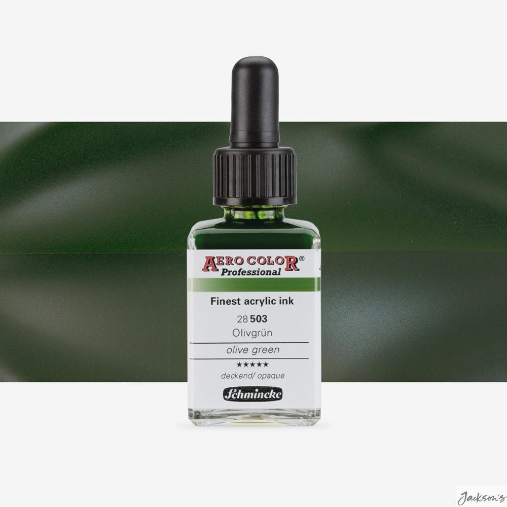 Schmincke Aero Color Acrylic Ink 28ml Olive Green For Airbrush And Brush