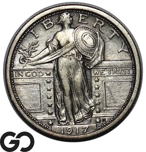 1917 Standing Liberty Quarter, Type 1, Choice AU