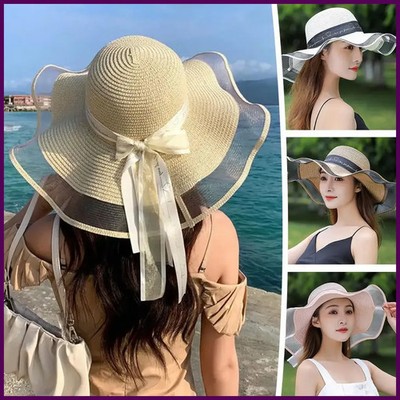 Beach Straw Hat For Women In Summer Korean Style Large Brim Sun Protection