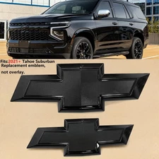 2021+ OEM Grille & Tailgate Bowtie Emblem Badge for Tahoe Suburban Gloss Black