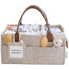 Baby Diaper Caddy Organizer, Nursery Storage Basket for Newborn Essentials, N...