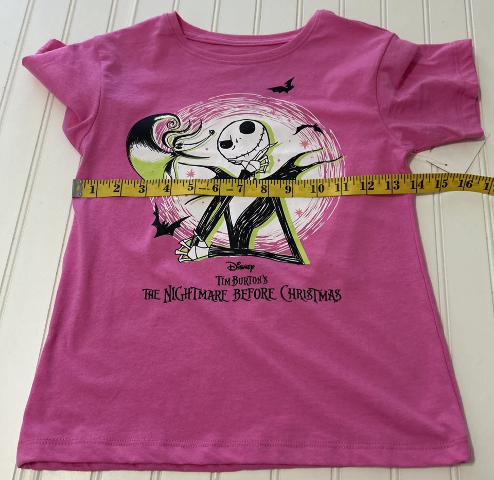 Camiseta Pesadilla Antes De Navidad Niñas Pequeña (6-6x) Rosa Jack Skellington Nueva Foto 4 de 4