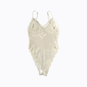 Vtg Wonder Maid Ivory Lace Teddy Lingerie Cami XXS Hi-Cut Coquette Bridal USA
