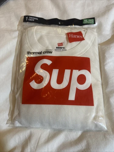 Supreme Hanes Thermal Crew sans étiquette XL