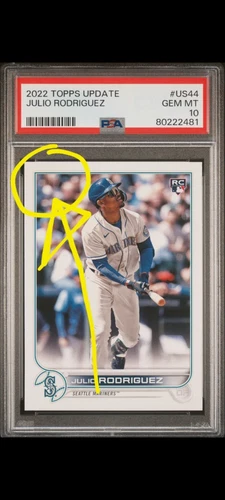 JULIO RODRIGUEZ 2022 Topps Update #US44 Missing Foil LOGO Error SSP RC PSA 10 🔥