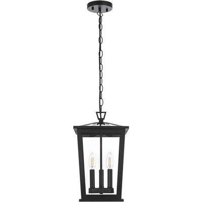 Chandelier 3 Light Fixture Outdoor Black Exterior Porch Walkway Pendant Lantern