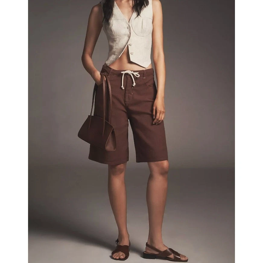 Anthropologie Pilcro Linen Blend Drawstring Bermuda Shorts | sz 25, Brown NEW
Opens in a new window