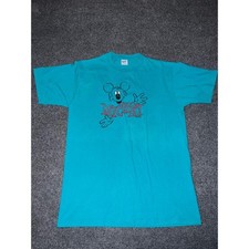 Vintage 80s Velva Sheen Mickey Mouse T-Shirt Teal Blue Cotton Mens L USA Made