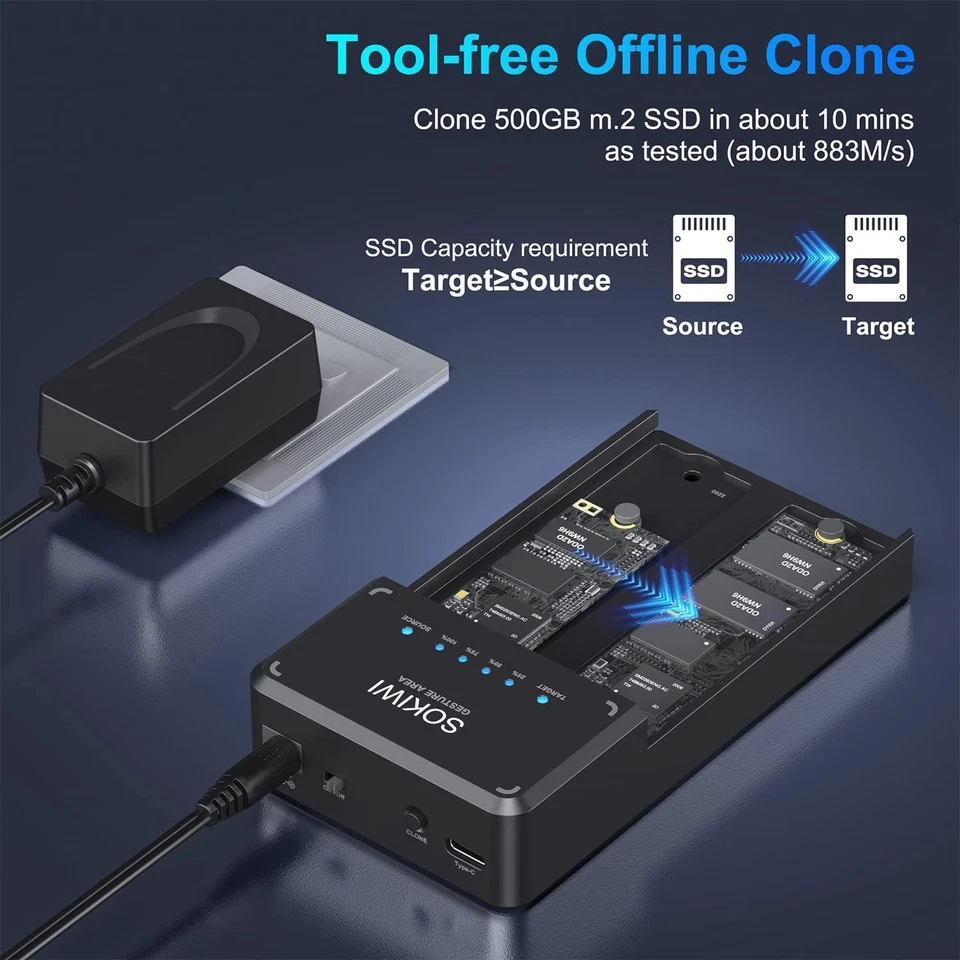 Tool-Free NVMe M.2 Clone Station, 8TB Capacity - Image 4 of 4