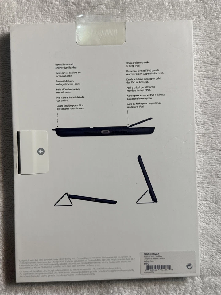 Genuine Apple iPad Mini 7.9” Leather Smart Case Black 2012/14 iPad Mini 1/2/3 - Image 3 of 4