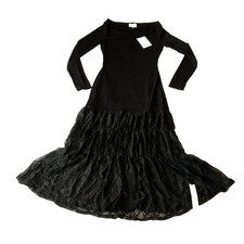 Reformation Renee Knit Dress Womens Size M Black Lace Lined Stretch Long Sleeve