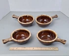 Hull USA Oven Proof Brown Drip Soup Chili Bowls with Handles Set of 4
