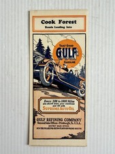 Vintage 20s-30s Gulf Refining Map, Roads Leading Into Cook Forest, PA, OH, NY