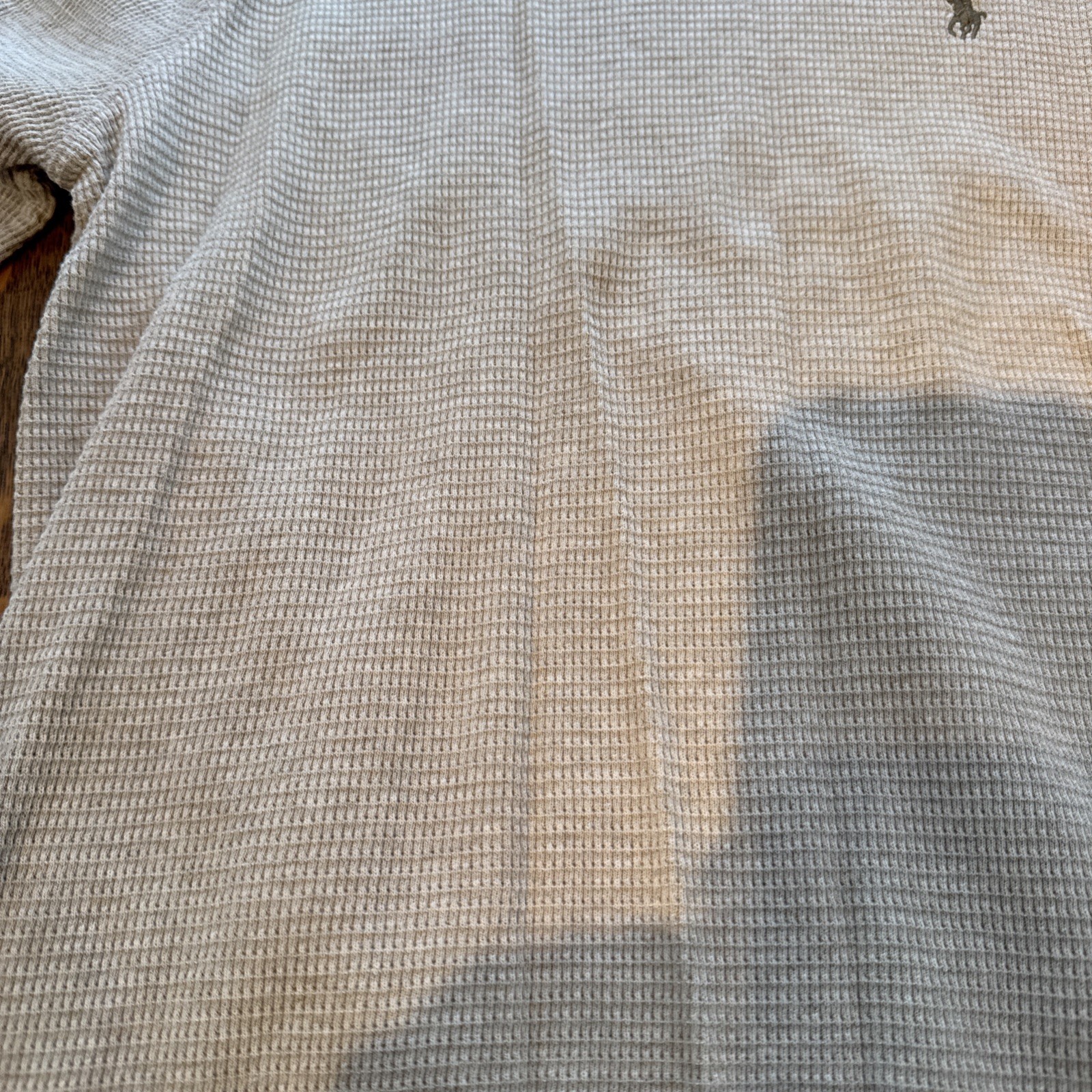 Polo Ralph Lauren Mens Thermal Shirt Large Slim Fit Tan Long Sleeve Waffle Knit thumbnail 2