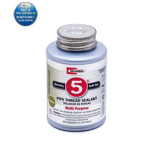 No. 5 25631 Pipe Thread Sealant, Lubricates & 4 fl. oz., Yellow