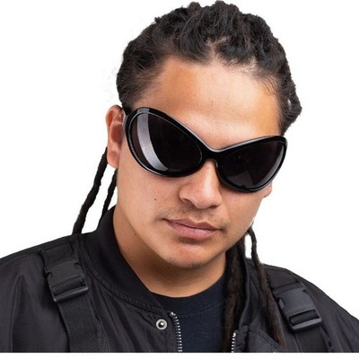 Black  Oversized Oval Men Sunglasses Club Rave Party DJ Pon 3 Alternative Grunge
