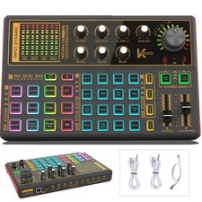 Sound Mixer Board, Voice Changer Sound Card with Multiple Sound Effects - Liv...