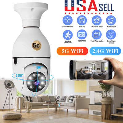 2.4G & 5G WiFi 1080P Surveillance Camera E27 Light Bulb Home Indoor Security Cam