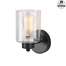 Bathroom Vanity Light 1 Pack Clear Glass Matte Black Wall Sconce Vintage