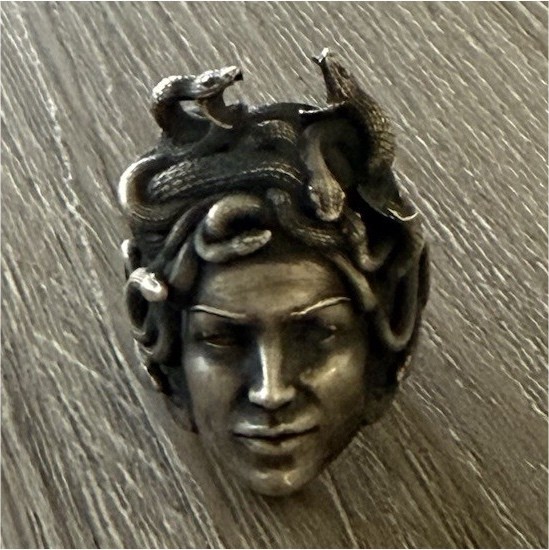 Silver Men's Statement Ring Rectangular Face Orna… - image 1