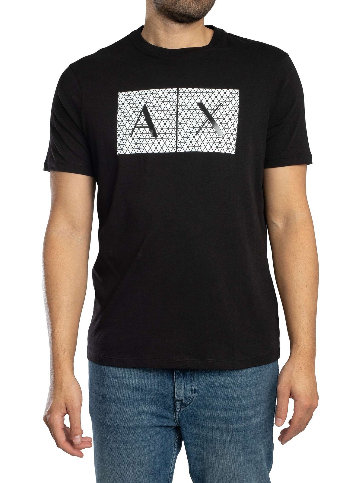 Armani Exchange Raised Graphic Slim T-Shirt, Black/Black - XXL