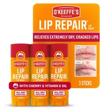 O'Keeffe's Lip Repair Lip Balm with Cherry & Vitamin E Oil - Stick (3 Pack) -...