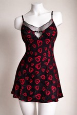 Victoria s Secret Y2K 100 Silk Heart Slip Dress Mesh S Nightgown Vintage