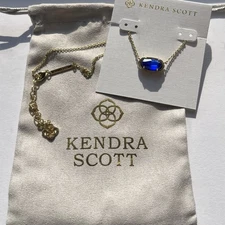 ✨Kendra Scott Elisa Pendant Necklace Cobalt Cats Eye Blue Gold September New 💙