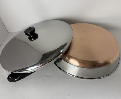 Vintage Revere Ware Copper Clad Bottom 12'' 78 Frying Pan Skillet Chicken Clinton