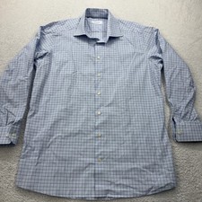 Eton Contemporary Men's Light Blue Check Dress Shirt Size 42 16.5