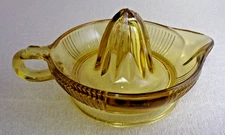 Clear Yellow Glass Reamer Juicer with Handle & Spout