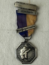 Vintage 1951 NRA? RIFLE LEAGUE MEDAL kneeling expert class 2nd sterling bar rare