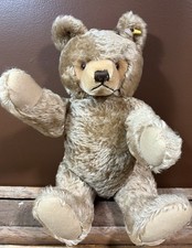 1950-60s Steiff 18  Mohair Teddy Bear Jointed Germany Vintage Button  Tag RARE