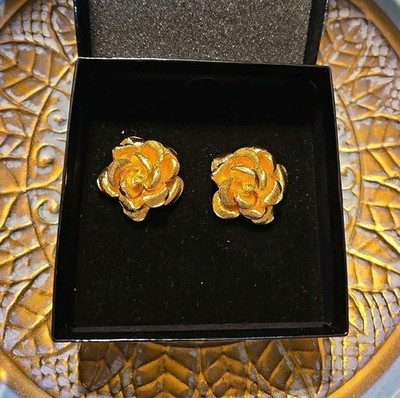 Joan Rivers Classics Collection Goldtone Roses Clip on Earrings