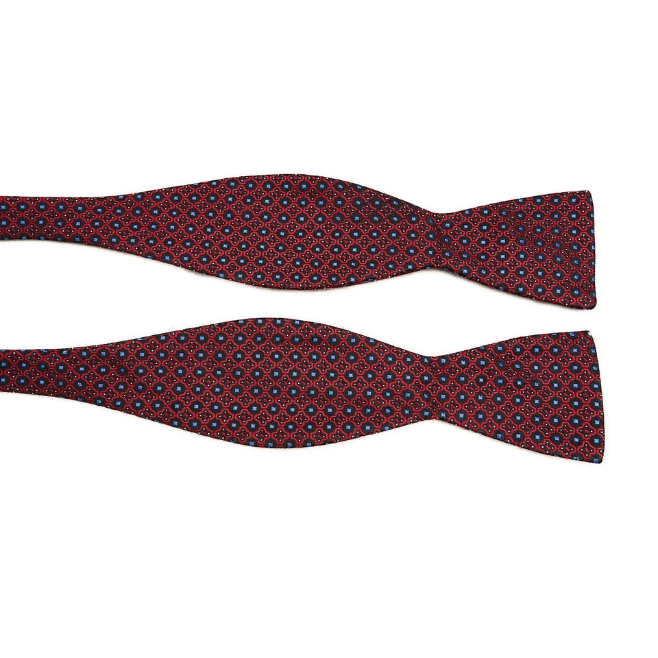 Gravata borboleta Ben Sherman seda vermelho azul geométrico medalhão auto gravata ajustável - Imagem 2 de 4