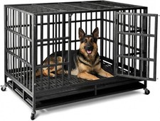 Escape-Proof Heavy Duty 48" Dog Crate Indestructible Steel Kennel Large