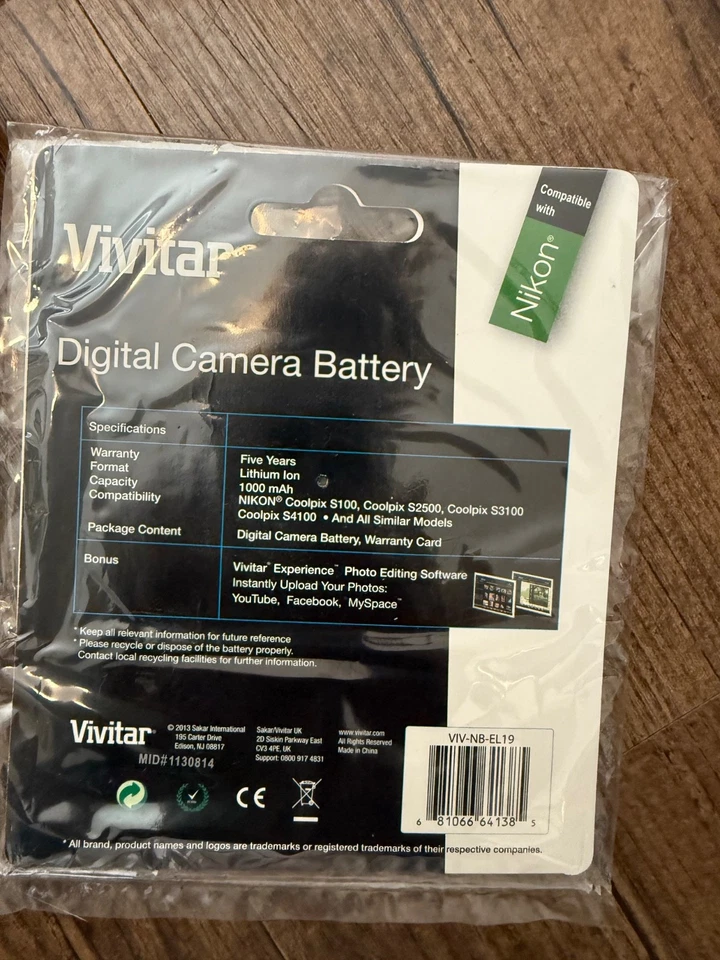 Vivitar Digital Camera Battery EN-EL19 Brand New - Nikon Compatible  - Image 3 of 3
