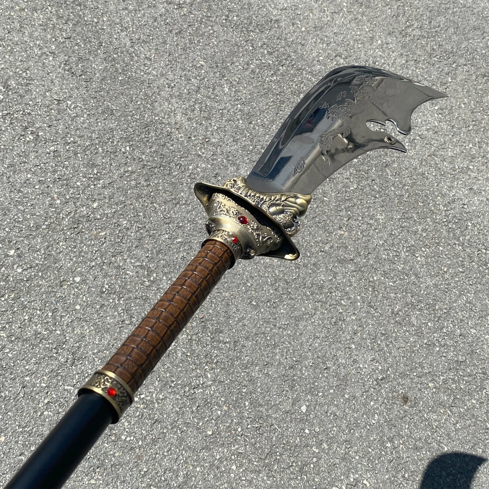 57in Stainless steel/Green Dragon crescent moon blade/Bronze color/Large sword - Image 3 of 4