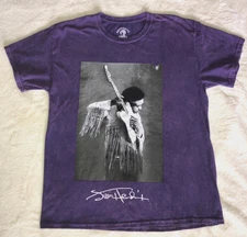 Jimi Hendrix Guitar Rock T-Shirt Purple Tie Dye Cotton Men's Size Large